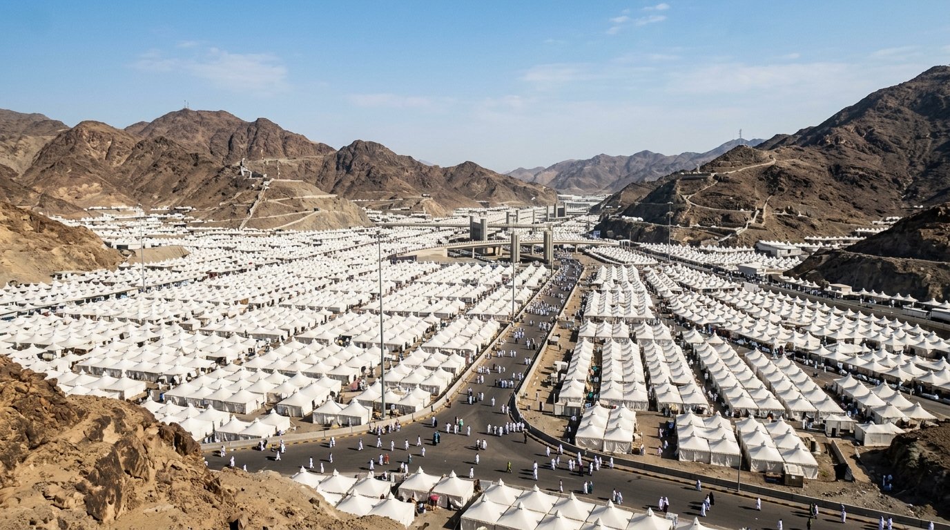 Mina air-conditioned VIP tent valley during pilgrimage